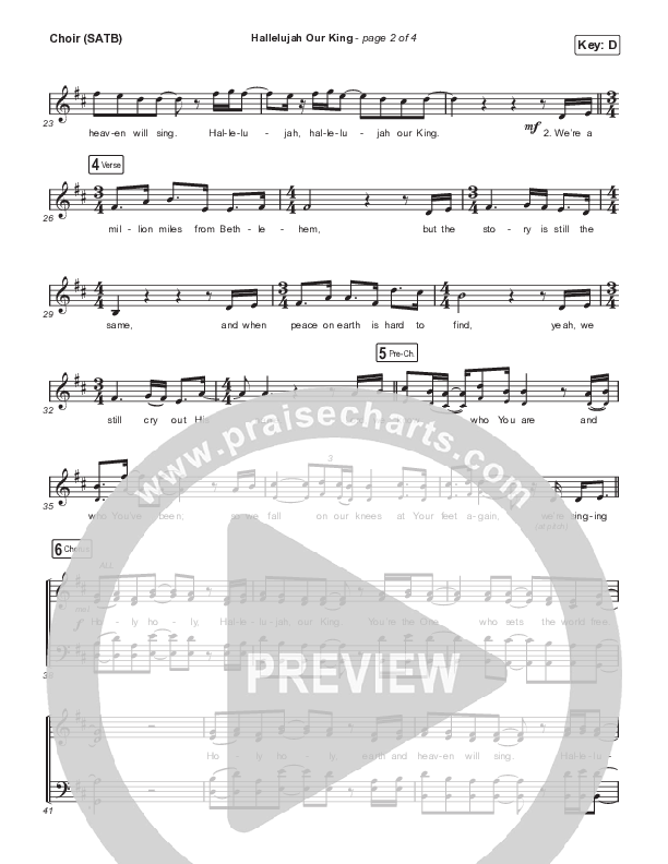 Hallelujah Our King Choir Sheet (SATB) (Jordan Feliz)