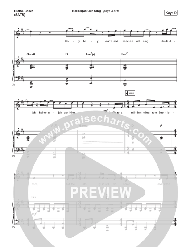 Hallelujah Our King Piano/Vocal (SATB) (Jordan Feliz)