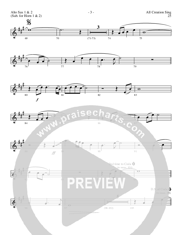 All Creation Sing (Joy To The World) (Choral Anthem SATB) Alto Sax (Lillenas Choral / Arr. Gary Rhodes / Orch. Tim Cates)