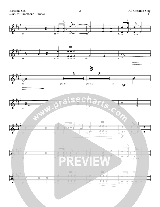 All Creation Sing (Joy To The World) (Choral Anthem SATB) Bari Sax (Lillenas Choral / Arr. Gary Rhodes / Orch. Tim Cates)