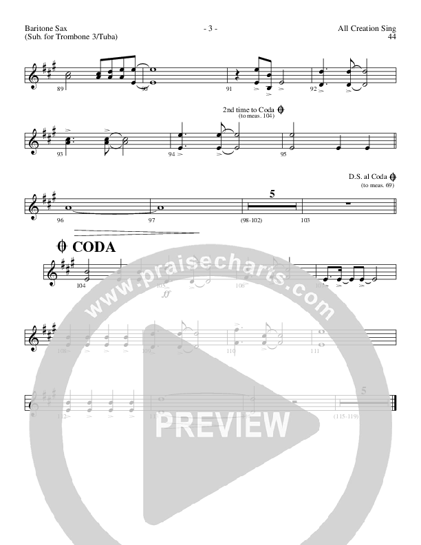 All Creation Sing (Joy To The World) (Choral Anthem SATB) Bari Sax (Lillenas Choral / Arr. Gary Rhodes / Orch. Tim Cates)