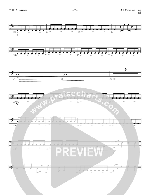 All Creation Sing (Joy To The World) (Choral Anthem SATB) Cello (Lillenas Choral / Arr. Gary Rhodes / Orch. Tim Cates)