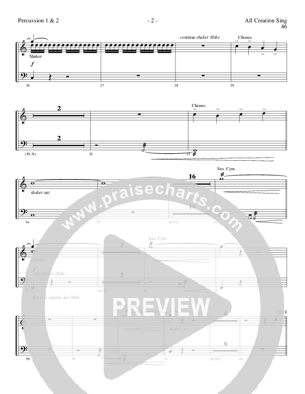 All Creation Sing (Joy To The World) (Choral Anthem SATB) Percussion (Lillenas Choral / Arr. Gary Rhodes / Orch. Tim Cates)