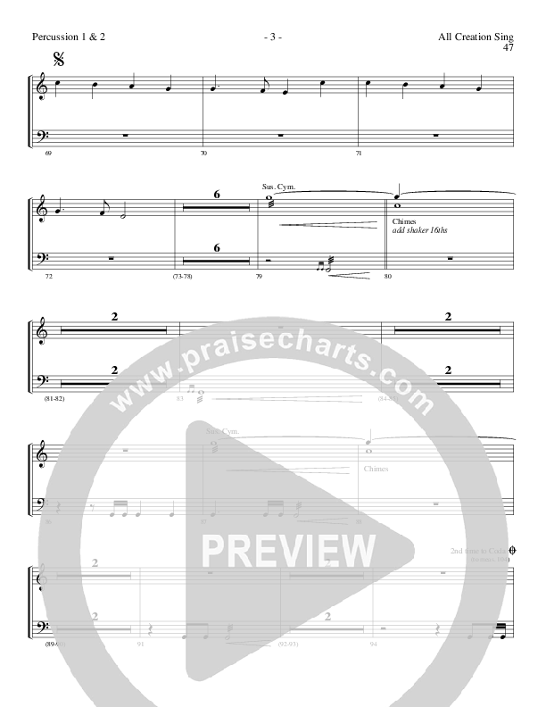 All Creation Sing (Joy To The World) (Choral Anthem SATB) Percussion (Lillenas Choral / Arr. Gary Rhodes / Orch. Tim Cates)