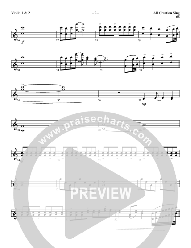 All Creation Sing (Joy To The World) (Choral Anthem SATB) Violin 1/2 (Lillenas Choral / Arr. Gary Rhodes / Orch. Tim Cates)