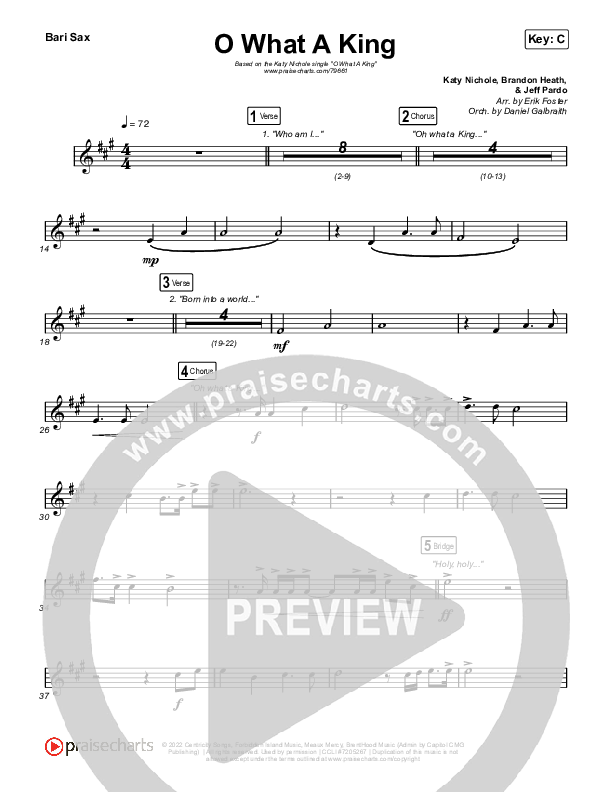 O What A King Bari Sax (Katy Nichole)