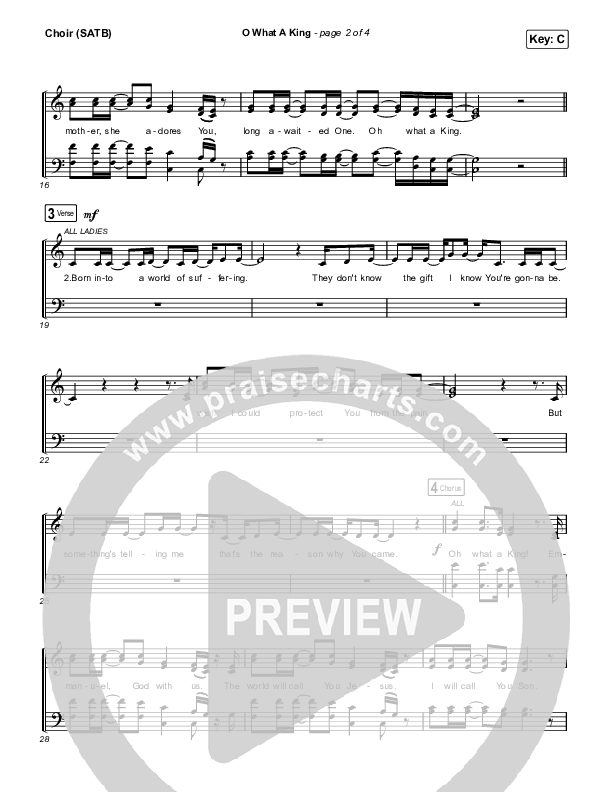 O What A King Choir Sheet (SATB) (Katy Nichole)