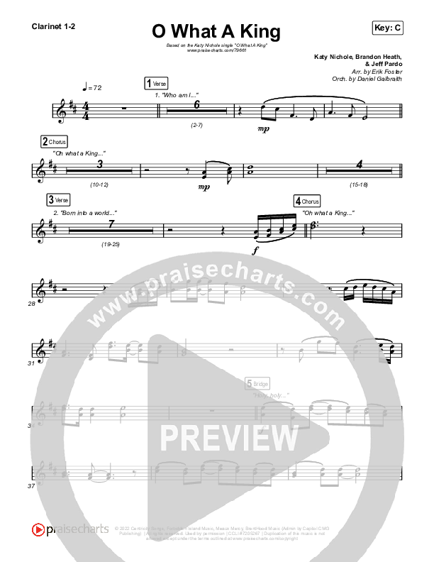 O What A King Clarinet 1/2 (Katy Nichole)