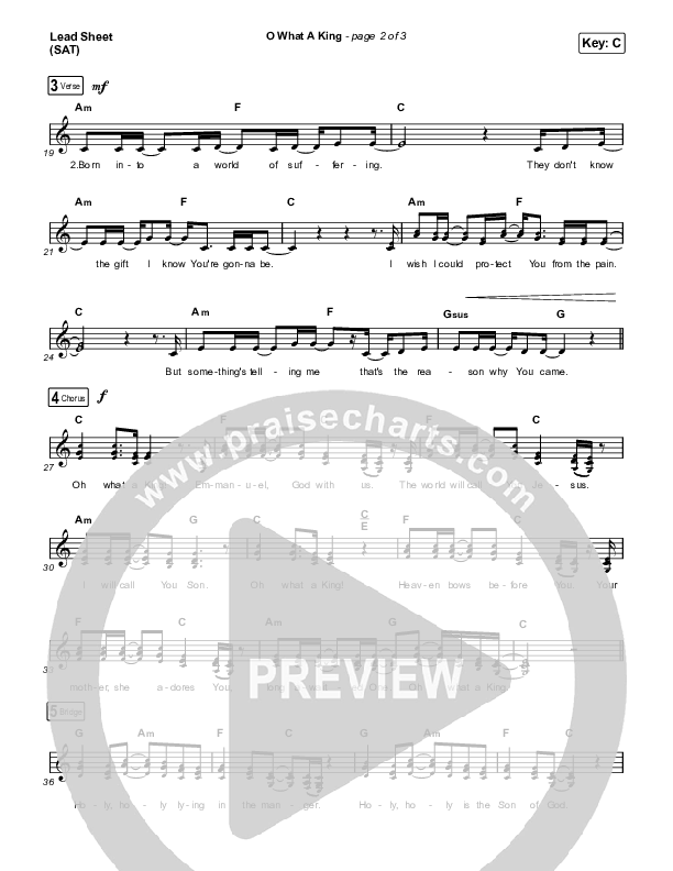 O What A King Lead Sheet (SAT) (Katy Nichole)
