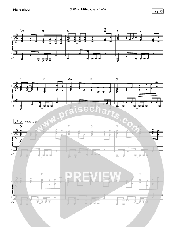 O What A King Piano Sheet (Katy Nichole)