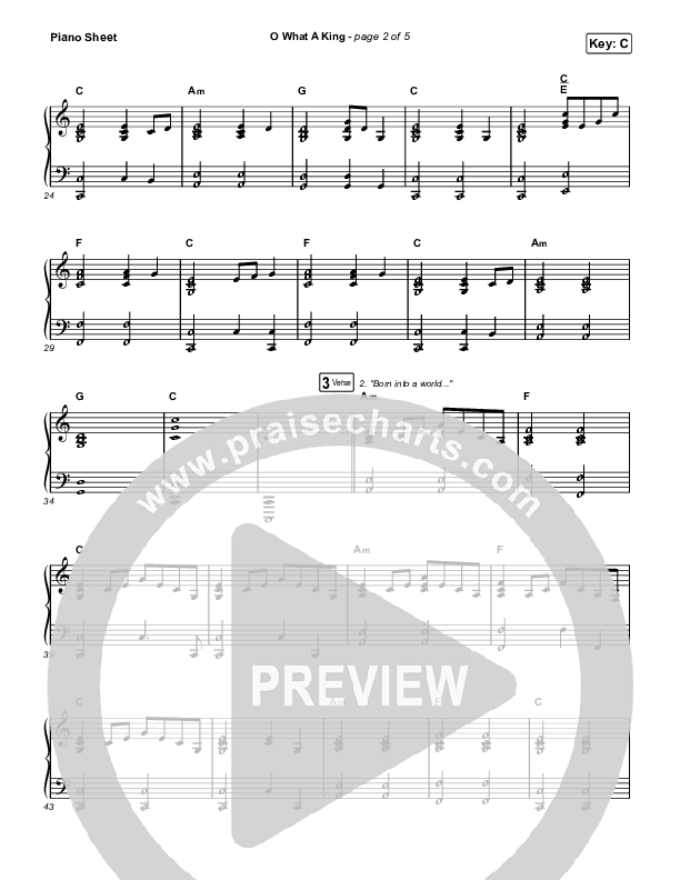 O What A King Piano Sheet (Katy Nichole)