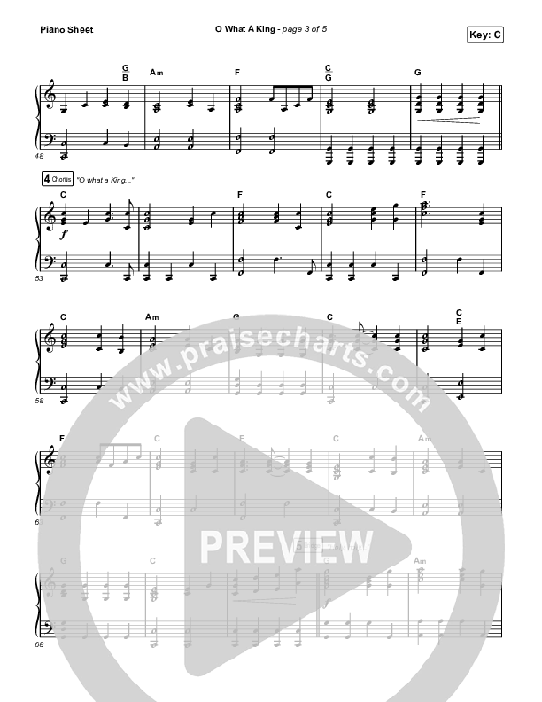 O What A King Piano Sheet (Katy Nichole)