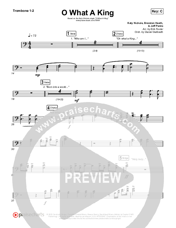 O What A King Trombone 1/2 (Katy Nichole)