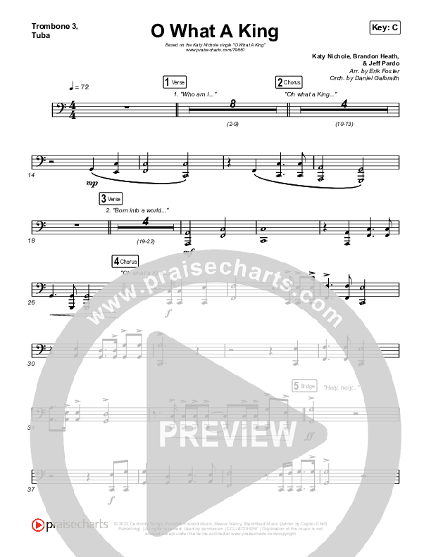 O What A King Trombone 3/Tuba (Katy Nichole)