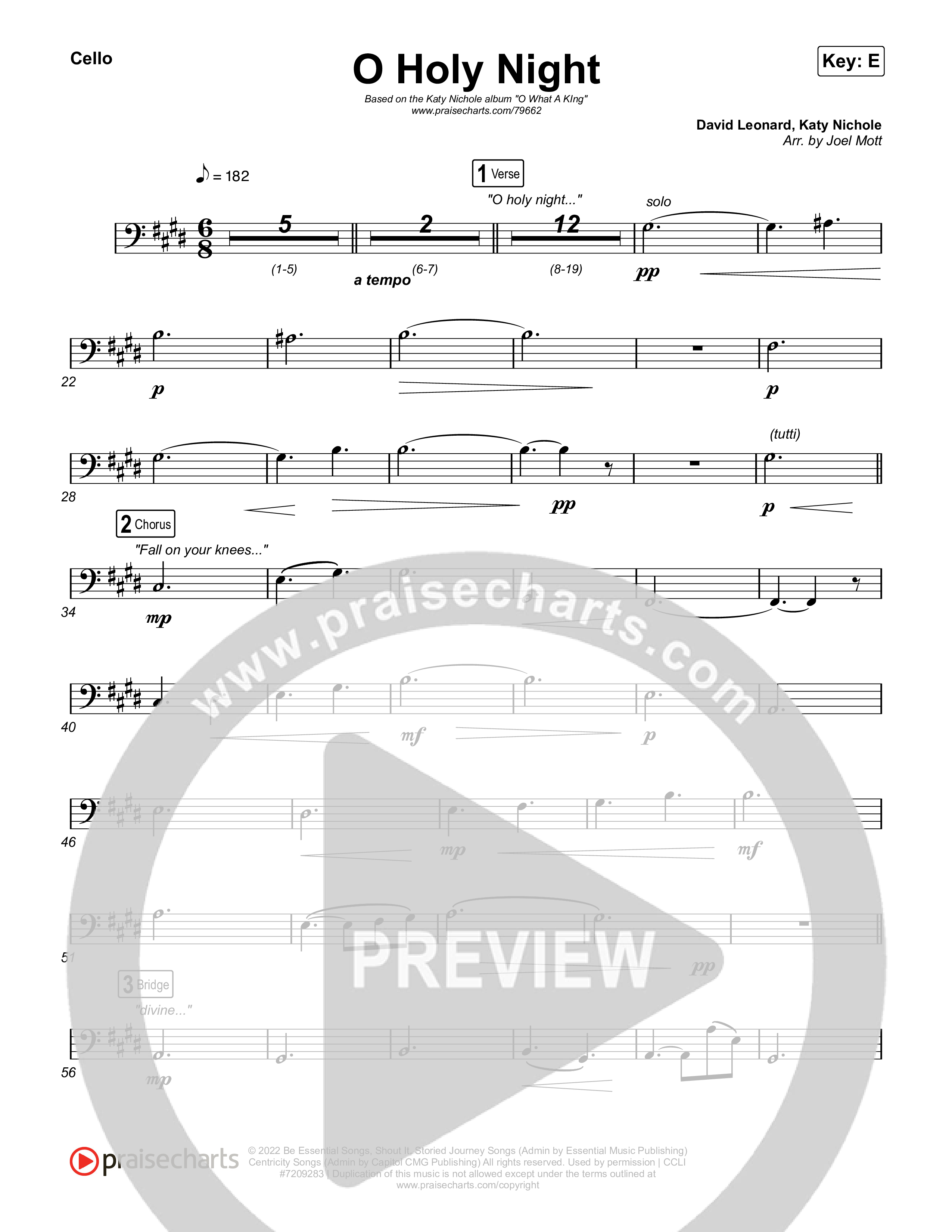 O Holy Night Cello Sheet Music PDF (Katy Nichole) - PraiseCharts