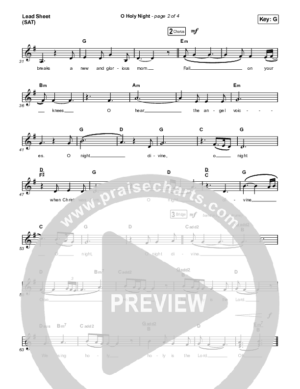 O Holy Night Lead Sheet (SAT) (Katy Nichole)