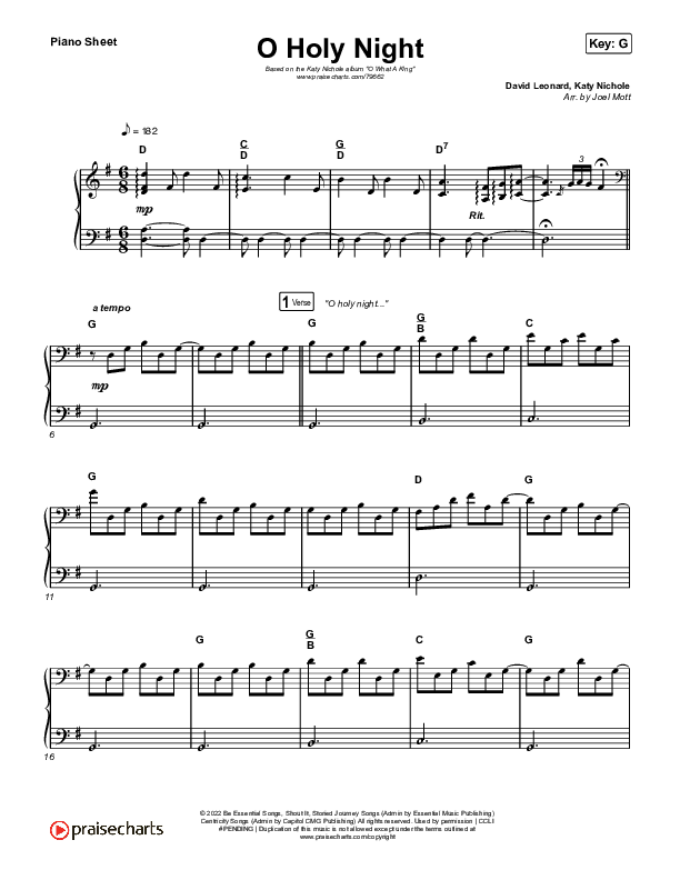 O Holy Night Piano Sheet (Katy Nichole)