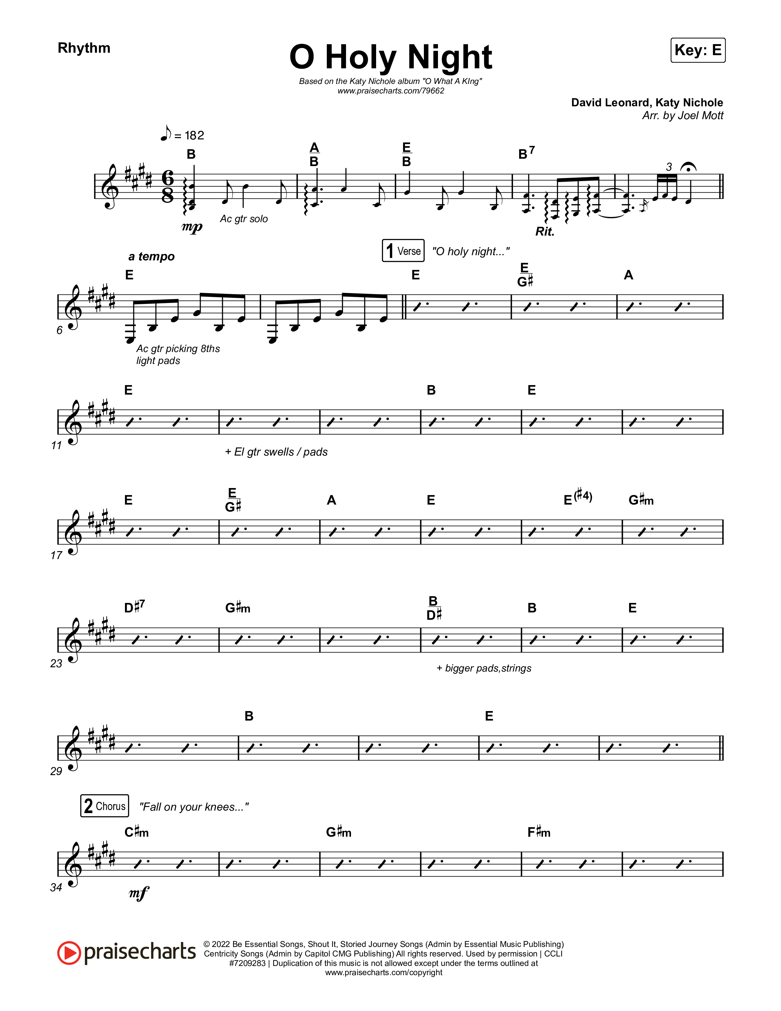 O Holy Night Rhythm Chart (Katy Nichole)