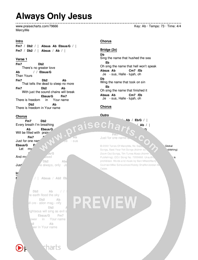 Always Only Jesus  Chords & Lyrics (MercyMe)