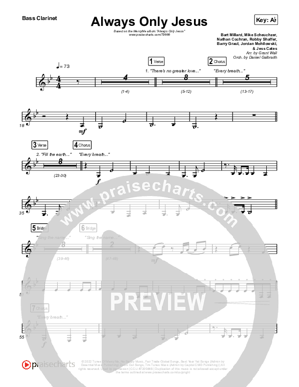 Always Only Jesus  Bass Clarinet (MercyMe)