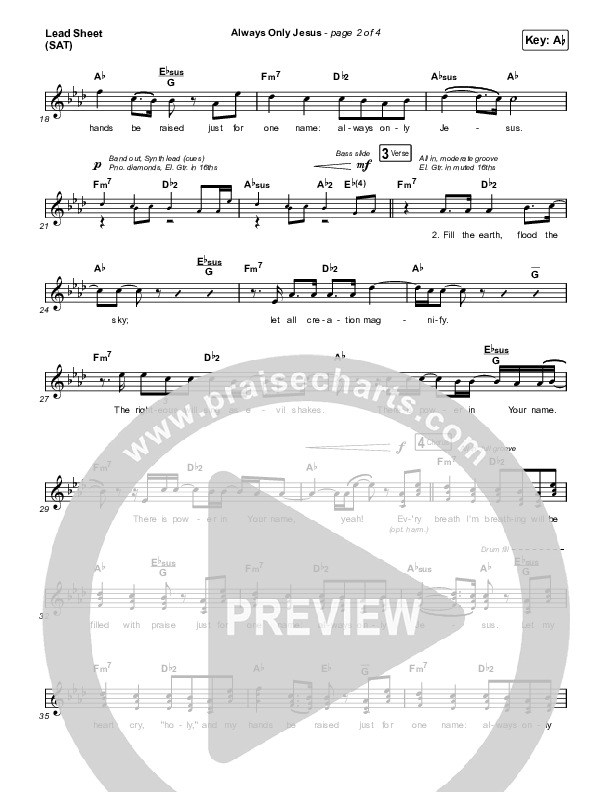 Always Only Jesus Lead Sheet (SAT) (MercyMe)