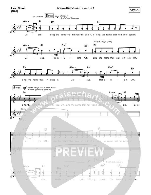 Always Only Jesus Lead Sheet (SAT) (MercyMe)