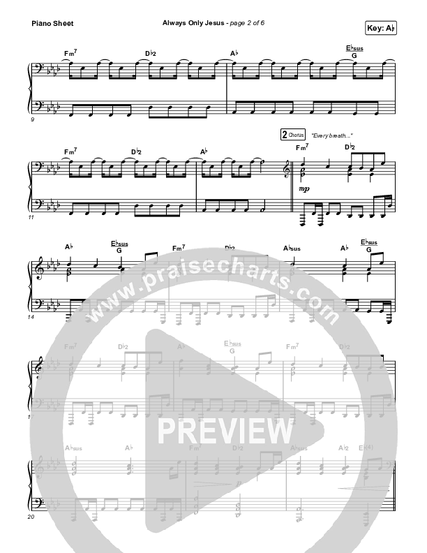 Always Only Jesus  Piano Sheet (MercyMe)