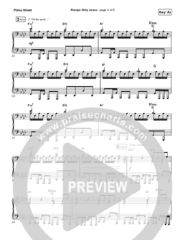 Always Only Jesus  Piano Sheet (MercyMe)