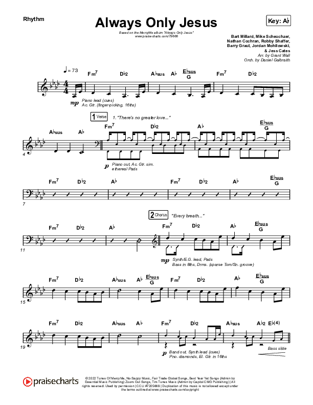 Always Only Jesus  Rhythm Chart (MercyMe)