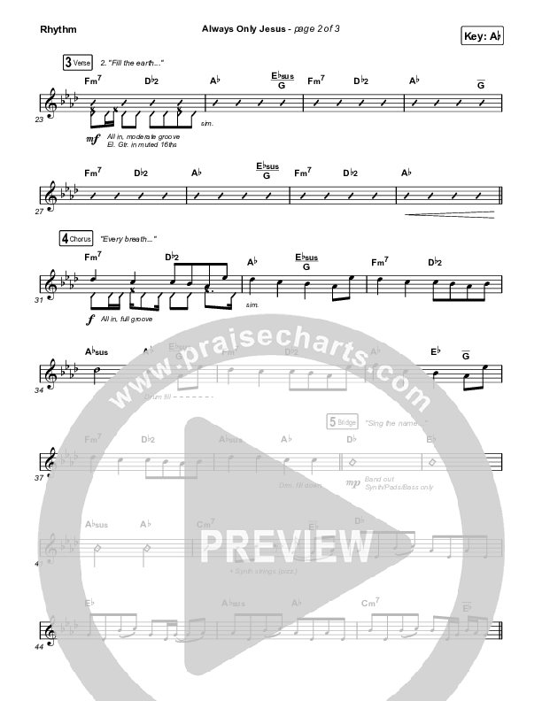 Always Only Jesus  Rhythm Chart (MercyMe)