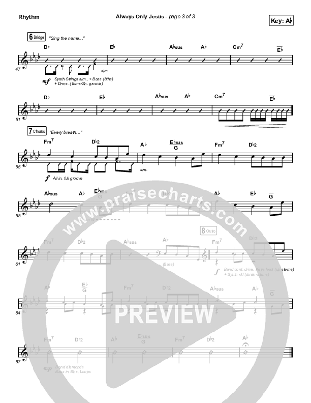 Always Only Jesus Rhythm Chart (MercyMe)
