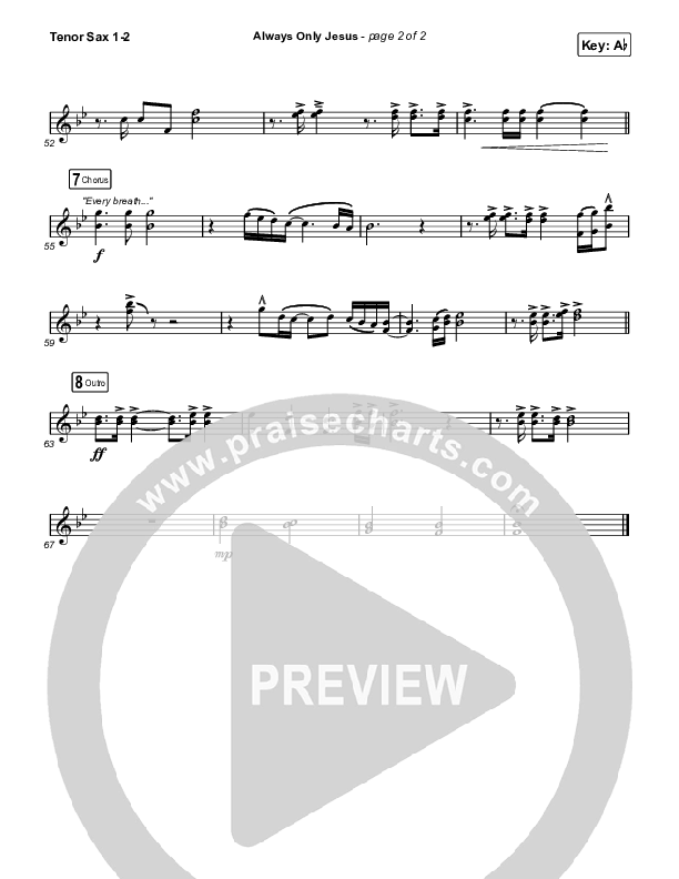 Always Only Jesus  Tenor Sax 1/2 (MercyMe)