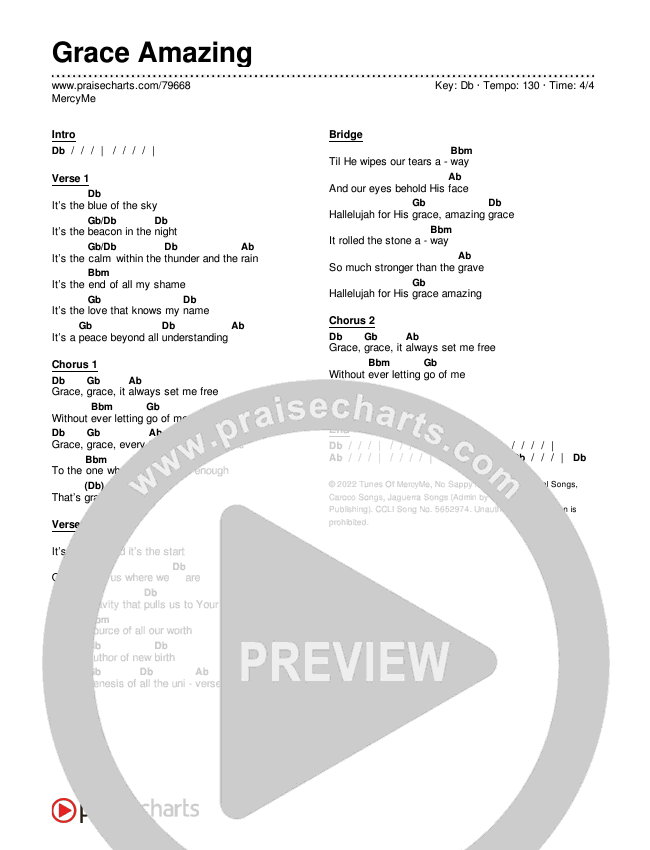 Grace Amazing  Chords & Lyrics (MercyMe)