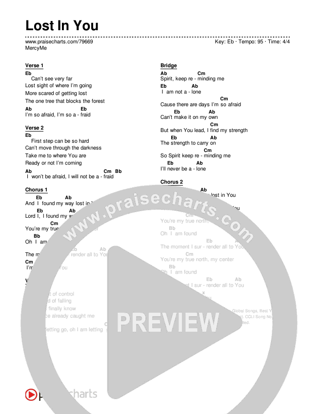 Lost In You  Chords & Lyrics (MercyMe)