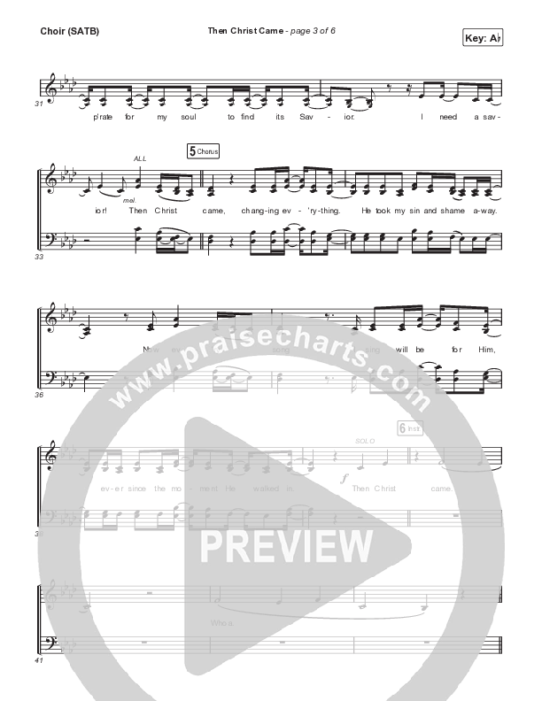 Then Christ Came  Choir Sheet (SATB) (MercyMe)