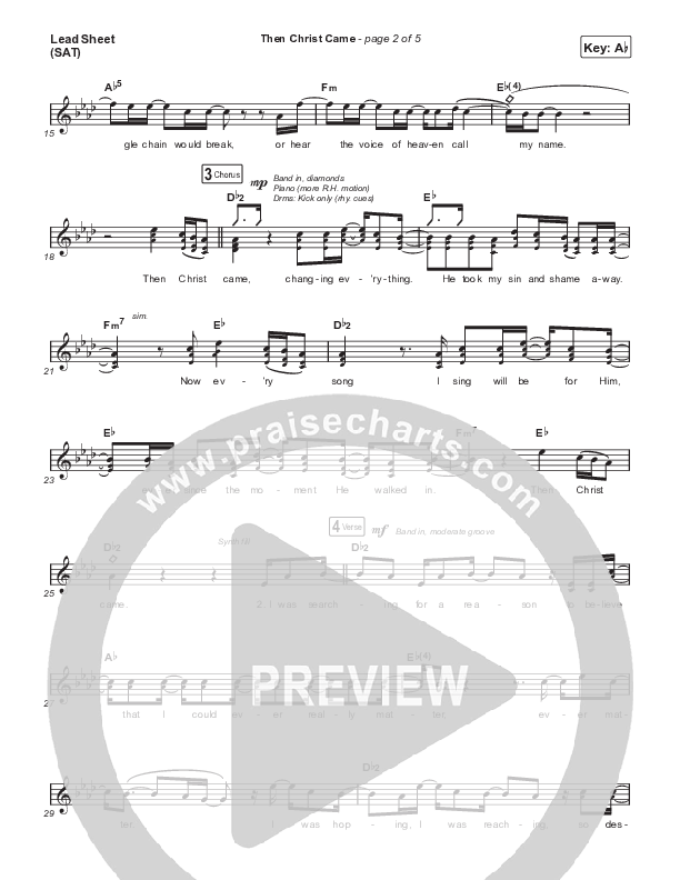 Then Christ Came Lead Sheet (SAT) (MercyMe)