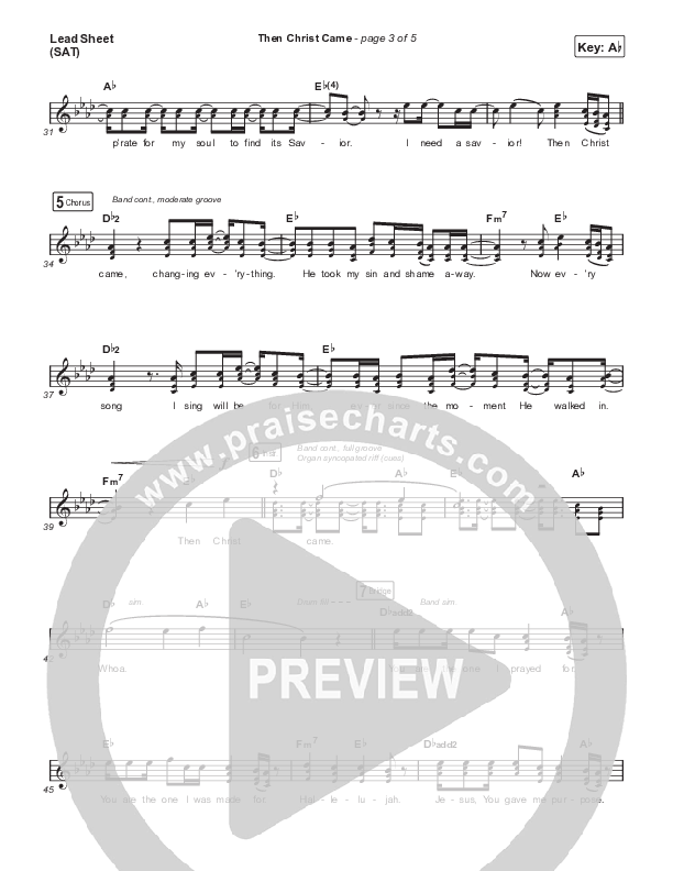 Then Christ Came Lead Sheet (SAT) (MercyMe)