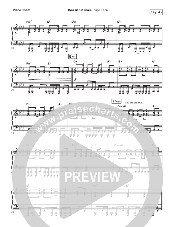 Then Christ Came Piano Sheet (MercyMe)
