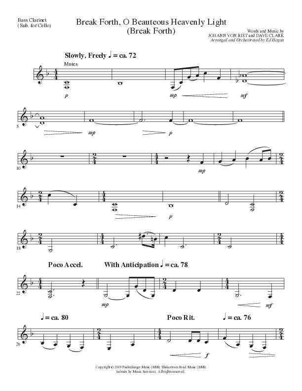 Break Forth O Beauteous Heavenly Light (Break Forth) (Choral Anthem SATB) Bass Clarinet (Lillenas Choral / Arr. Ed Hogan)