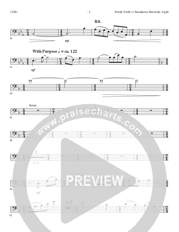 Break Forth O Beauteous Heavenly Light (Break Forth) (Choral Anthem SATB) Cello (Lillenas Choral / Arr. Ed Hogan)