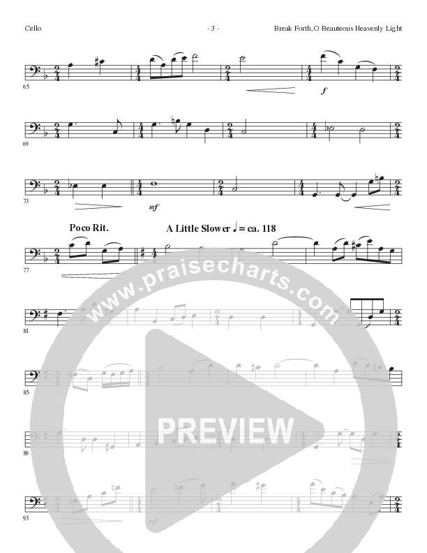 Break Forth O Beauteous Heavenly Light (Break Forth) (Choral Anthem SATB) Cello (Lillenas Choral / Arr. Ed Hogan)