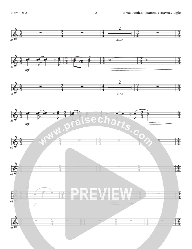 Break Forth O Beauteous Heavenly Light (Break Forth) (Choral Anthem SATB) French Horn (Lillenas Choral / Arr. Ed Hogan)