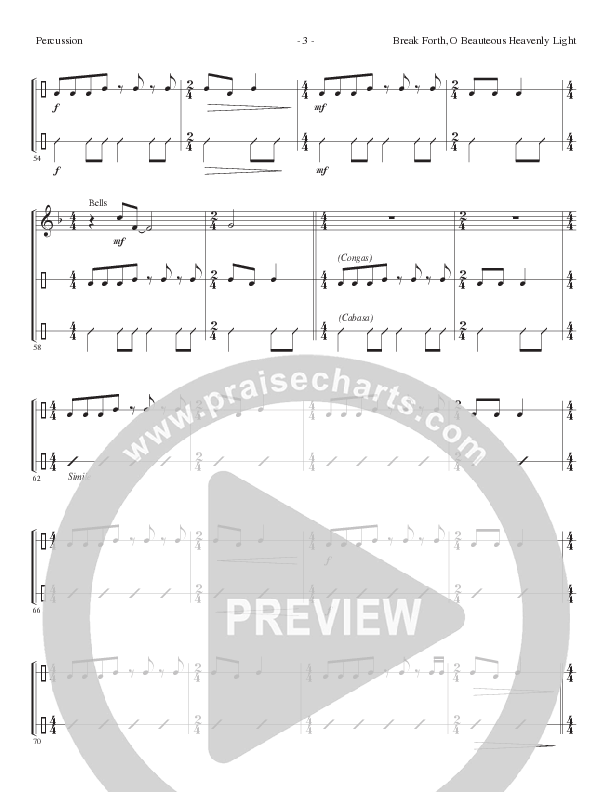Break Forth O Beauteous Heavenly Light (Break Forth) (Choral Anthem SATB) Percussion (Lillenas Choral / Arr. Ed Hogan)