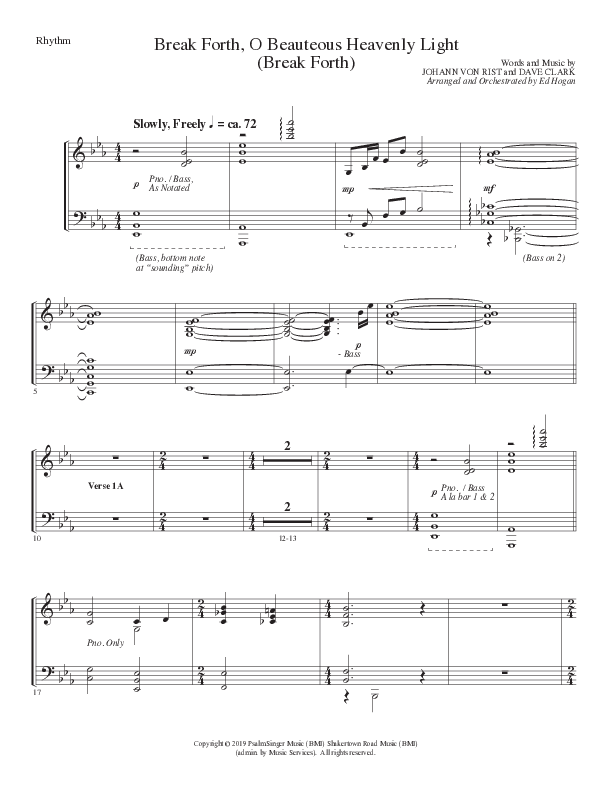 Break Forth O Beauteous Heavenly Light (Break Forth) (Choral Anthem SATB) Rhythm Chart (Lillenas Choral / Arr. Ed Hogan)