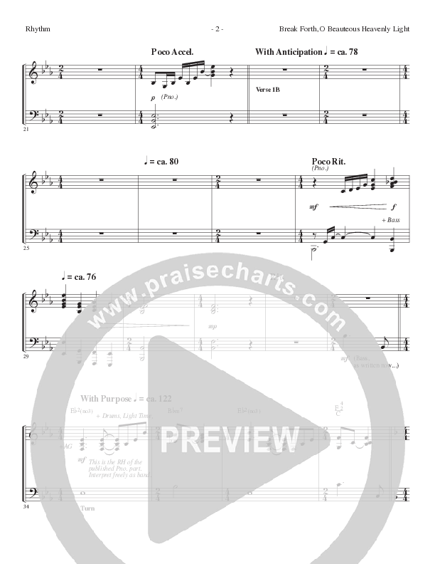 Break Forth O Beauteous Heavenly Light (Break Forth) (Choral Anthem SATB) Rhythm Chart (Lillenas Choral / Arr. Ed Hogan)