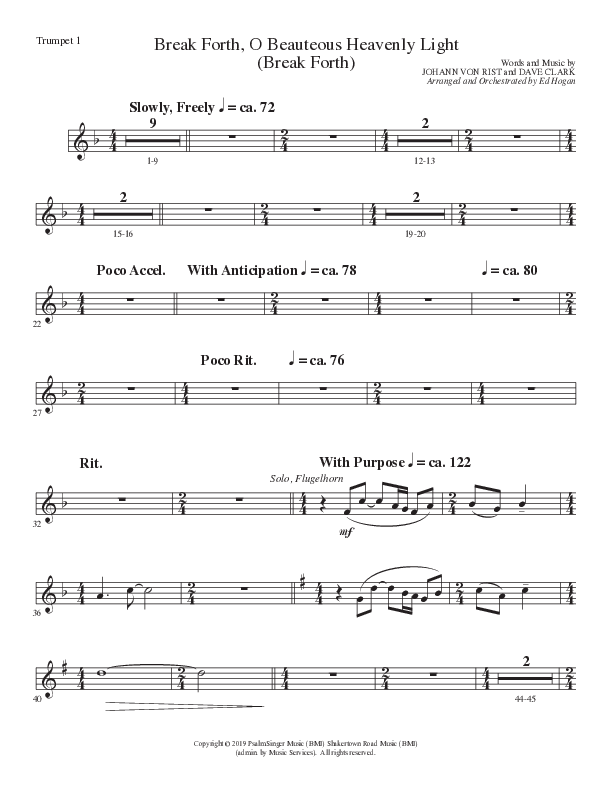 Break Forth O Beauteous Heavenly Light (Break Forth) (Choral Anthem SATB) Trumpet 1 (Lillenas Choral / Arr. Ed Hogan)