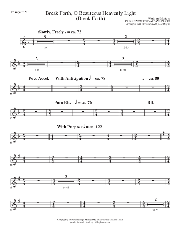 Break Forth O Beauteous Heavenly Light (Break Forth) (Choral Anthem SATB) Trumpet 2/3 (Lillenas Choral / Arr. Ed Hogan)