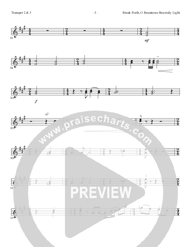 Break Forth O Beauteous Heavenly Light (Break Forth) (Choral Anthem SATB) Trumpet 2/3 (Lillenas Choral / Arr. Ed Hogan)