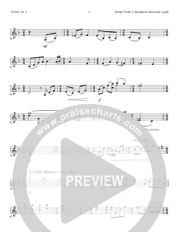 Break Forth O Beauteous Heavenly Light (Break Forth) (Choral Anthem SATB) Violin 1/2 (Lillenas Choral / Arr. Ed Hogan)