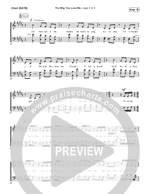 The Way You Love Me Choir Sheet (SATB) (Matt Maher)